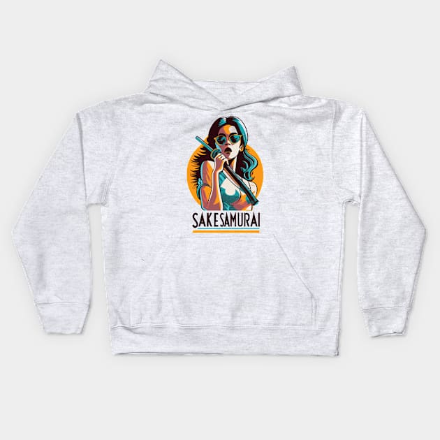 Sake Samurai Japan - Japanese Vintage Food Art Kids Hoodie by stickercuffs